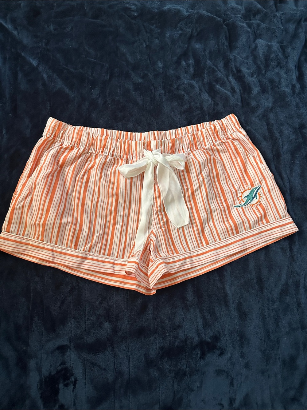 NFL Miami Dolphins Striped Sleep Shorts with Drawstring
